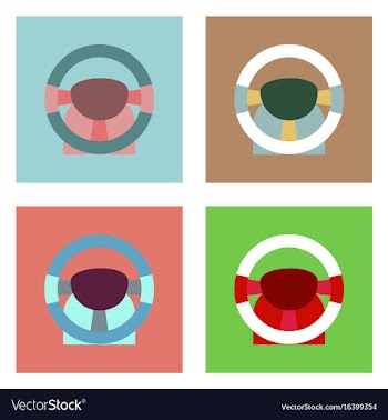 Flat icon design collection steering wheel vector image