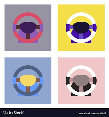 Flat icon design collection steering wheel vector image
