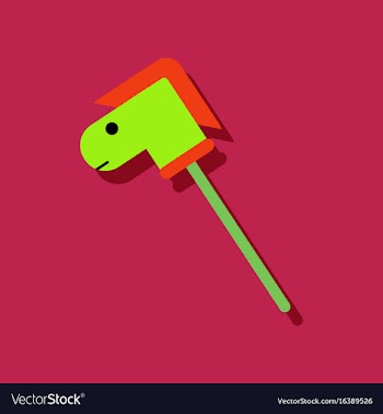 Flat icon design collection stick horse toy in vector image