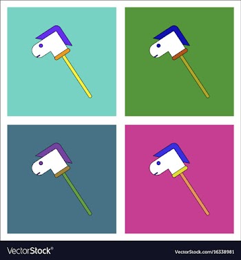 Flat icon design collection stick horse toy vector image