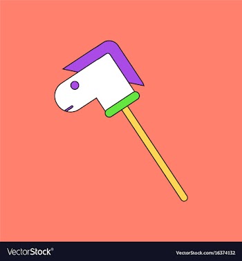 Flat icon design collection stick horse toy vector image