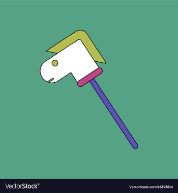 Flat icon design collection stick horse toy vector image