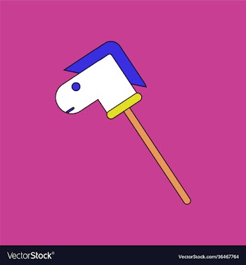 Flat icon design collection stick horse toy vector image