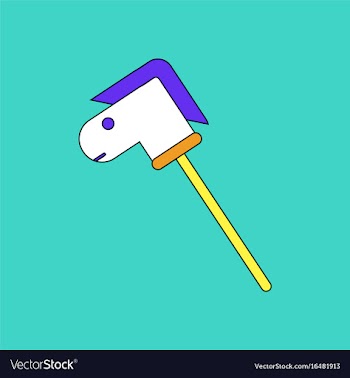 Flat icon design collection stick horse toy vector image