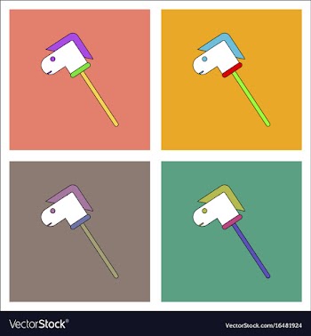 Flat icon design collection stick horse toy vector image