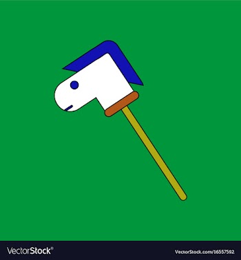 Flat icon design collection stick horse toy vector image