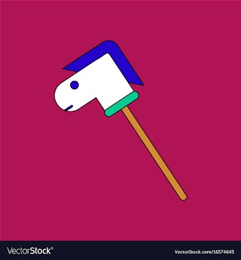 Flat icon design collection stick horse toy vector image