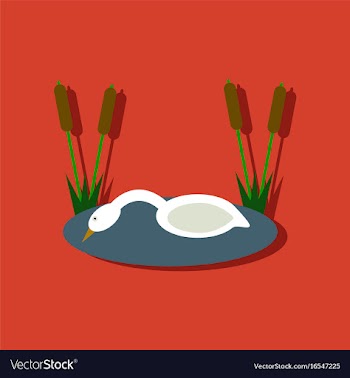 Flat icon design collection swan in the reeds in vector image