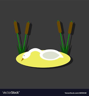 Flat icon design collection swan in the reeds in vector image