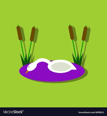 Flat icon design collection swan in the reeds in vector image