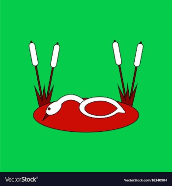 Flat icon design collection swan in the reeds vector image