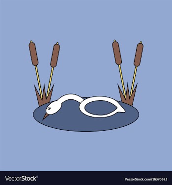 Flat icon design collection swan in the reeds vector image