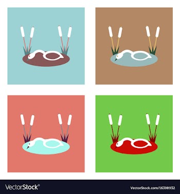 Flat icon design collection swan in the reeds vector image