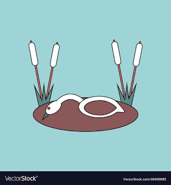 Flat icon design collection swan in the reeds vector image
