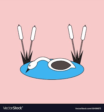 Flat icon design collection swan in the reeds vector image