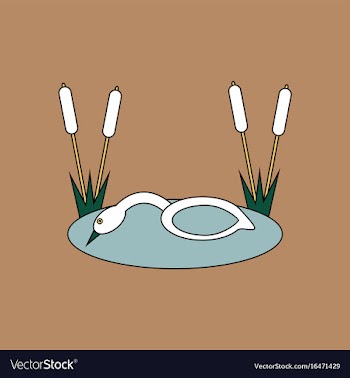 Flat icon design collection swan in the reeds vector image