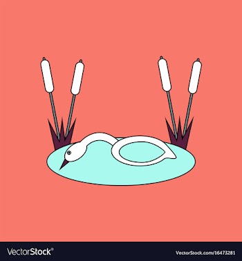 Flat icon design collection swan in the reeds vector image