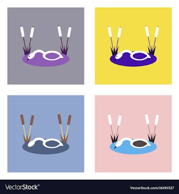 Flat icon design collection swan in the reeds vector image