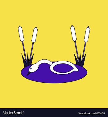 Flat icon design collection swan in the reeds vector image