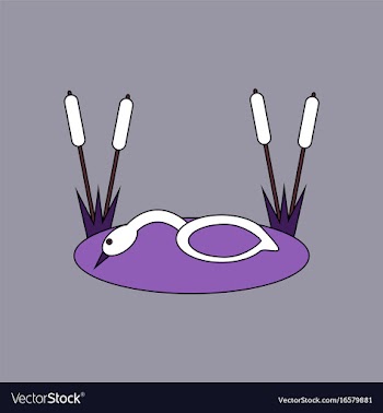 Flat icon design collection swan in the reeds vector image