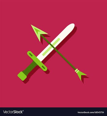 Flat icon design collection sword and arrow in vector image