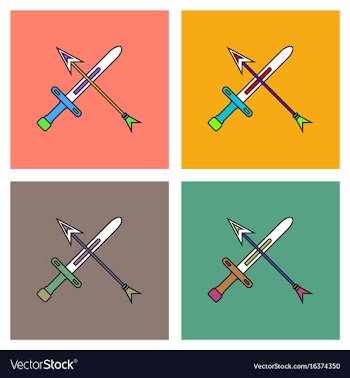 Flat icon design collection sword and arrow vector image