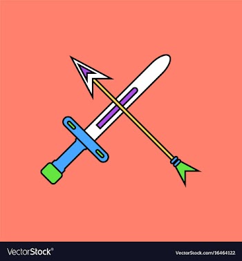 Flat icon design collection sword and arrow vector image