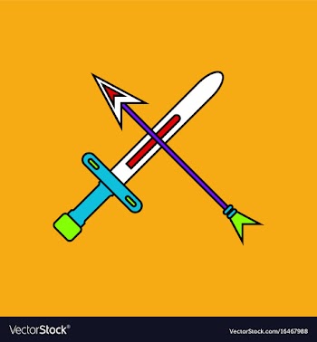 Flat icon design collection sword and arrow vector image