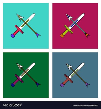 Flat icon design collection sword and arrow vector image