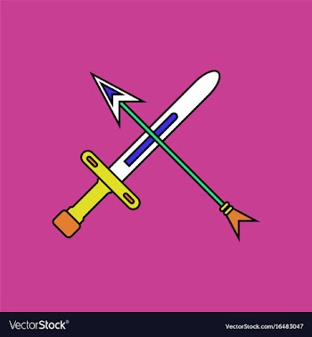 Flat icon design collection sword and arrow vector image