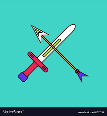 Flat icon design collection sword and arrow vector image