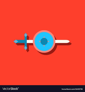 Flat icon design collection sword and shield in vector image