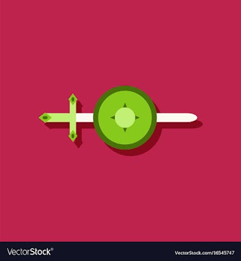 Flat icon design collection sword and shield in vector image