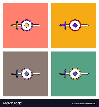 Flat icon design collection sword and shield vector image