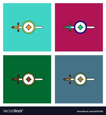 Flat icon design collection sword and shield vector image