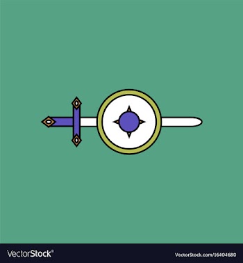 Flat icon design collection sword and shield vector image