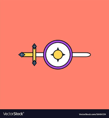 Flat icon design collection sword and shield vector image