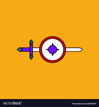 Flat icon design collection sword and shield vector image