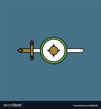 Flat icon design collection sword and shield vector image