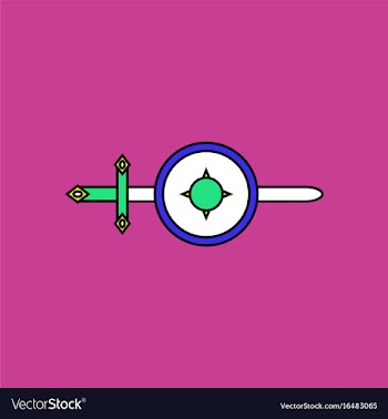 Flat icon design collection sword and shield vector image