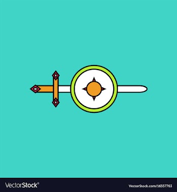 Flat icon design collection sword and shield vector image