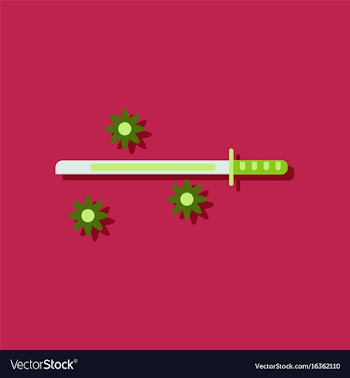 Flat icon design collection sword and shuriken in vector image