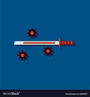 Flat icon design collection sword and shuriken in vector image