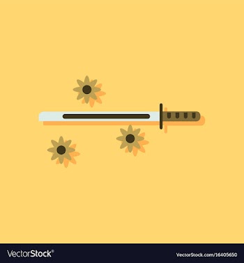 Flat icon design collection sword and shuriken in vector image