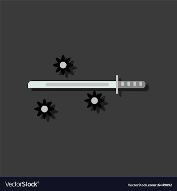 Flat icon design collection sword and shuriken in vector image
