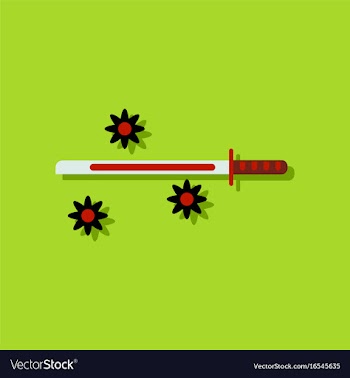 Flat icon design collection sword and shuriken in vector image