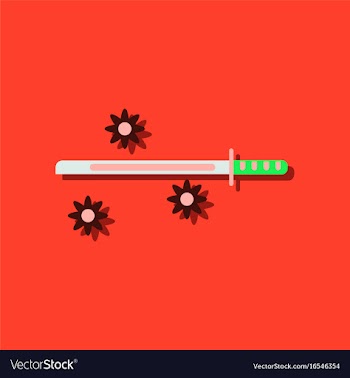 Flat icon design collection sword and shuriken in vector image