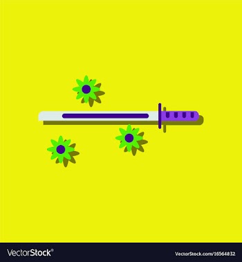 Flat icon design collection sword and shuriken in vector image