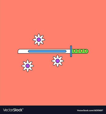Flat icon design collection sword and shuriken vector image