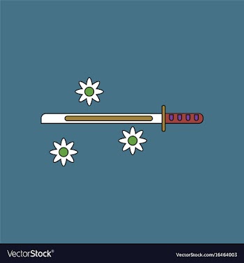 Flat icon design collection sword and shuriken vector image